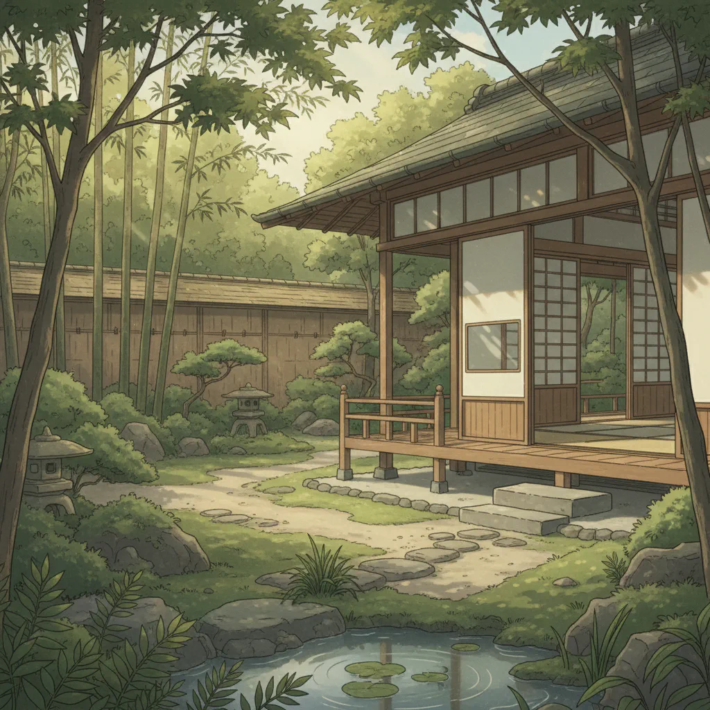 穏やかな春の光が差し込む縁側の風景