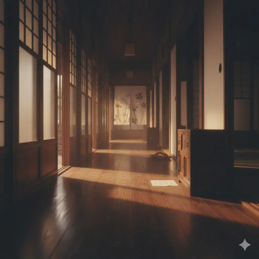 人影の気配だけが残る廊下