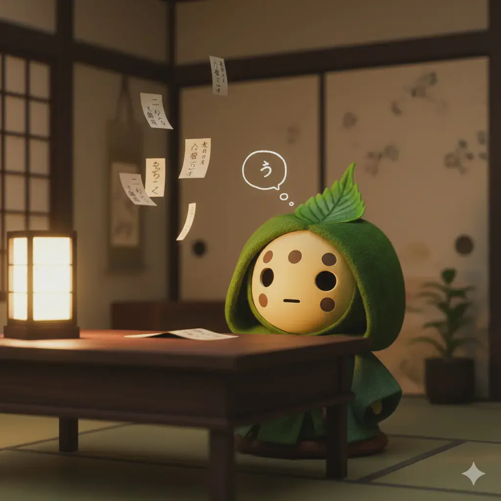 コメント係になったふかのすけが切れ端ログを覗き込んでいる夜の情景