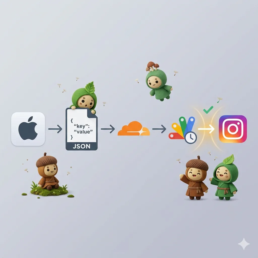 MacからInstagramまでの自動投稿フロー図