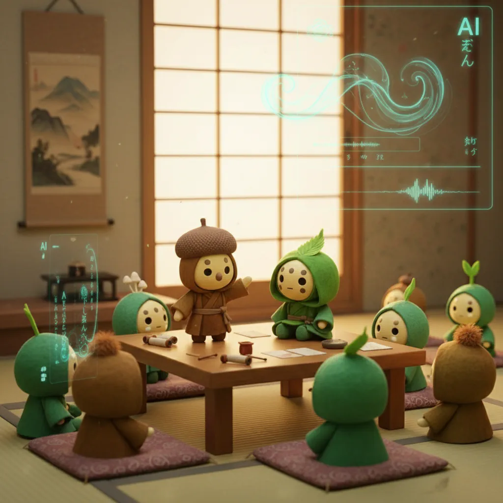 AI interface in a dialogue setting reminiscent of Edo period study